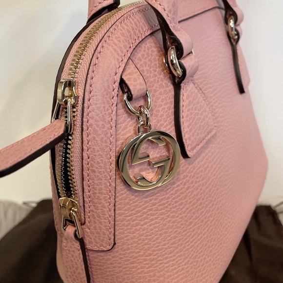GUCCI 449661 Dollar Calfskin Small GG Charm Dome Bag Soft Pink - Picture 8 of 12